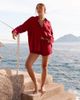 4th & Reckless 4th & Reckless x Luana Barron linen beach short in cherry red - part of a set - 1