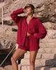 4th & Reckless 4th & Reckless x Luana Barron linen beach short in cherry red - part of a set - 2