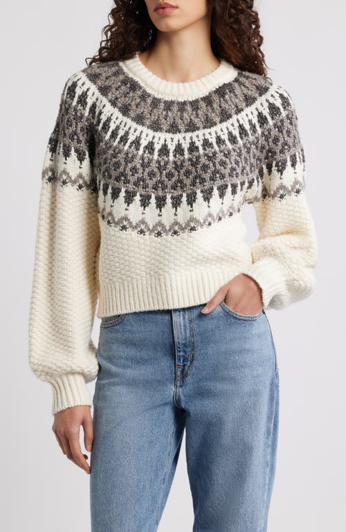 525 525 Alora Metallic Fair Isle Balloon Sleeve Sweater