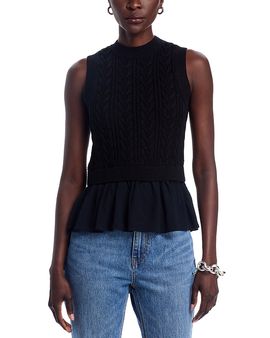 525 525 Camilia Mixed Media Cable Tank Top