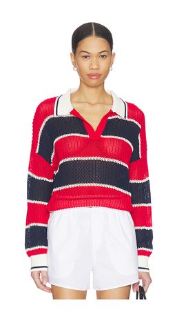 525 America 525 America Alexa Rugby Stripe Polo Pullover