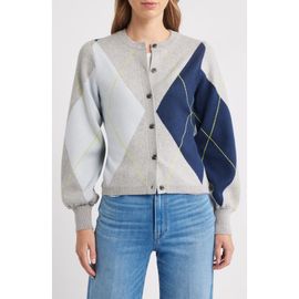 525 America 525 America Argyle Balloon Sleeve Cardigan