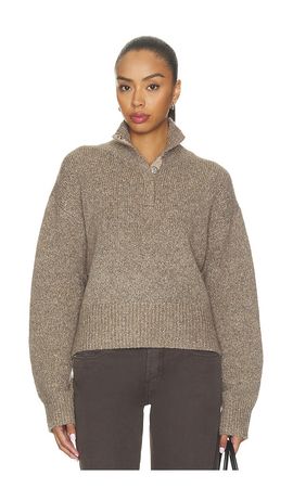 525 America 525 America Boxy Snap Front Henley Sweater