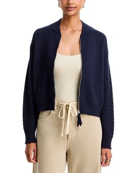 525 America 525 America Cable Sleeve Bomber Sweater Jacket