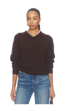 525 America 525 America Double Neck Trim V-neck Sweater