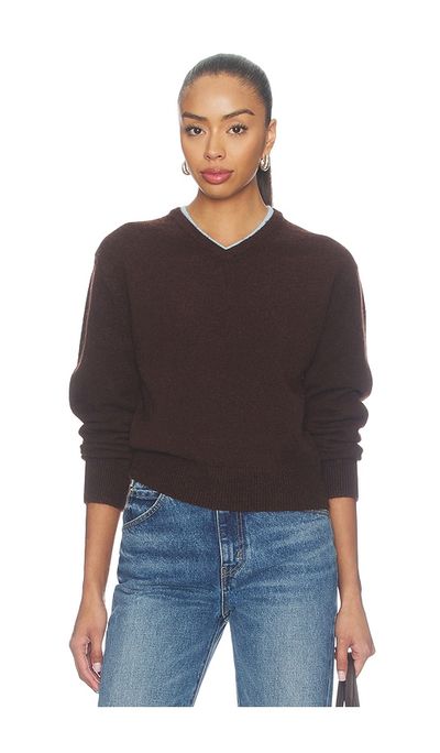 525 America 525 America Double Neck Trim V-neck Sweater