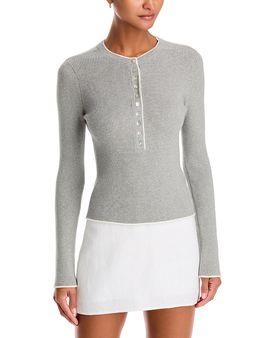525 America 525 America Emmeline Rib Knit Layered Henley Sweater