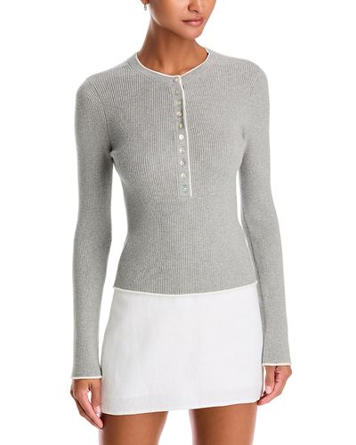 525 America 525 America Emmeline Rib Knit Layered Henley Sweater