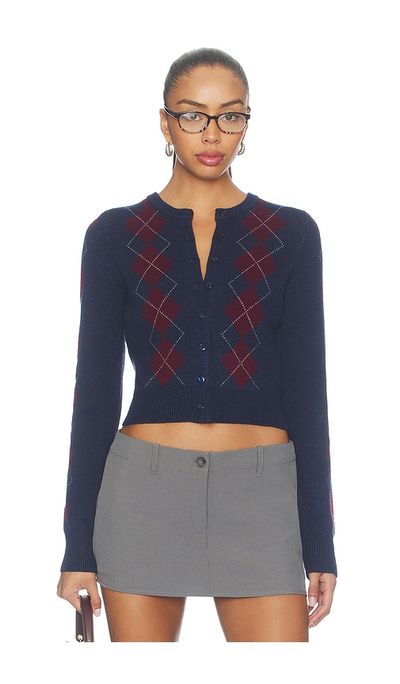 525 America 525 America Serena Intarsia Argyle Cardigan