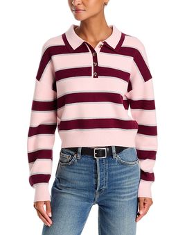 525 America 525 America Vera Double Johnny Collar Rugby Stripe Sweater