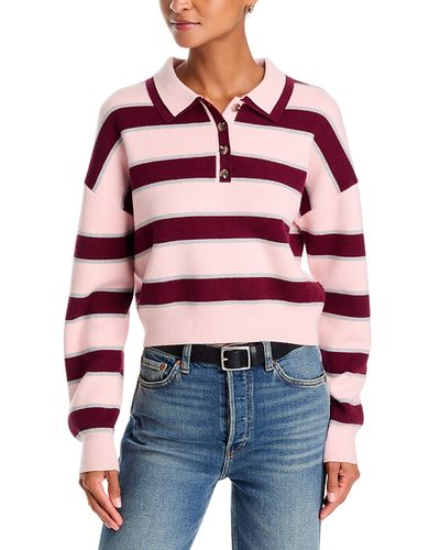 525 America 525 America Vera Double Johnny Collar Rugby Stripe Sweater