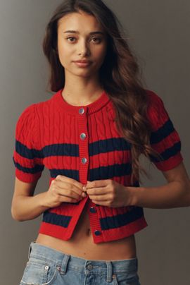 525 Tallulah 100% Cotton Puff-Sleeve Cardigan