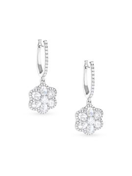 64 Facets Women's Floral 18K White Gold & 1.17 TCW Diamond Drop Earrings