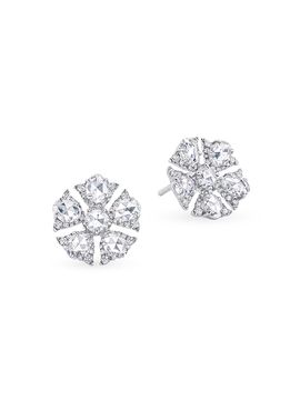 64 Facets Women's Floral Tulip 18K White Gold & 1.75 TCW Diamond Stud Earrings