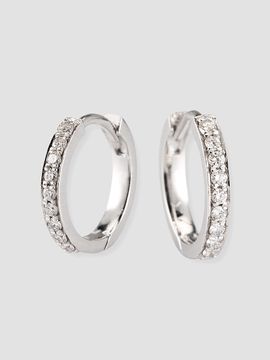 64 Facets Women's Linear 18K White Gold & 0.27 TCW Diamond Huggie Earrings