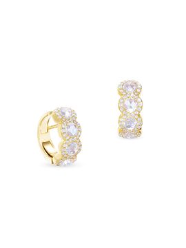 64 Facets Women's Scallop 18K Yellow Gold & 1.05 TCW Diamond Huggie Earrings