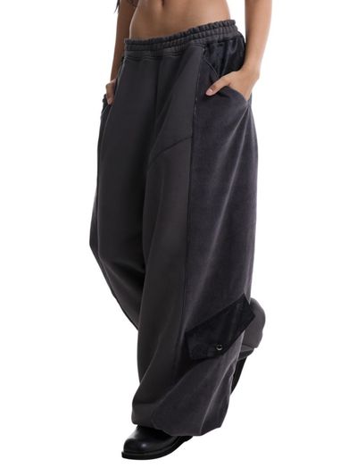71to96 Corduroy Mixed Traditional Diagonal Hanbok Sweat Pants [Charcoal]
