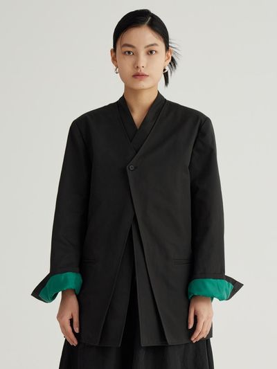 71to96 Detachable Semi-overfit One Button Jacket [Charcoal]