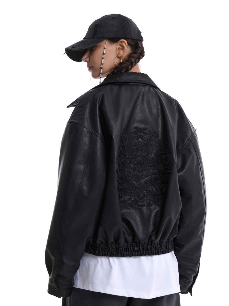 71to96 Dragon Vegan Leather Blazer [Black]