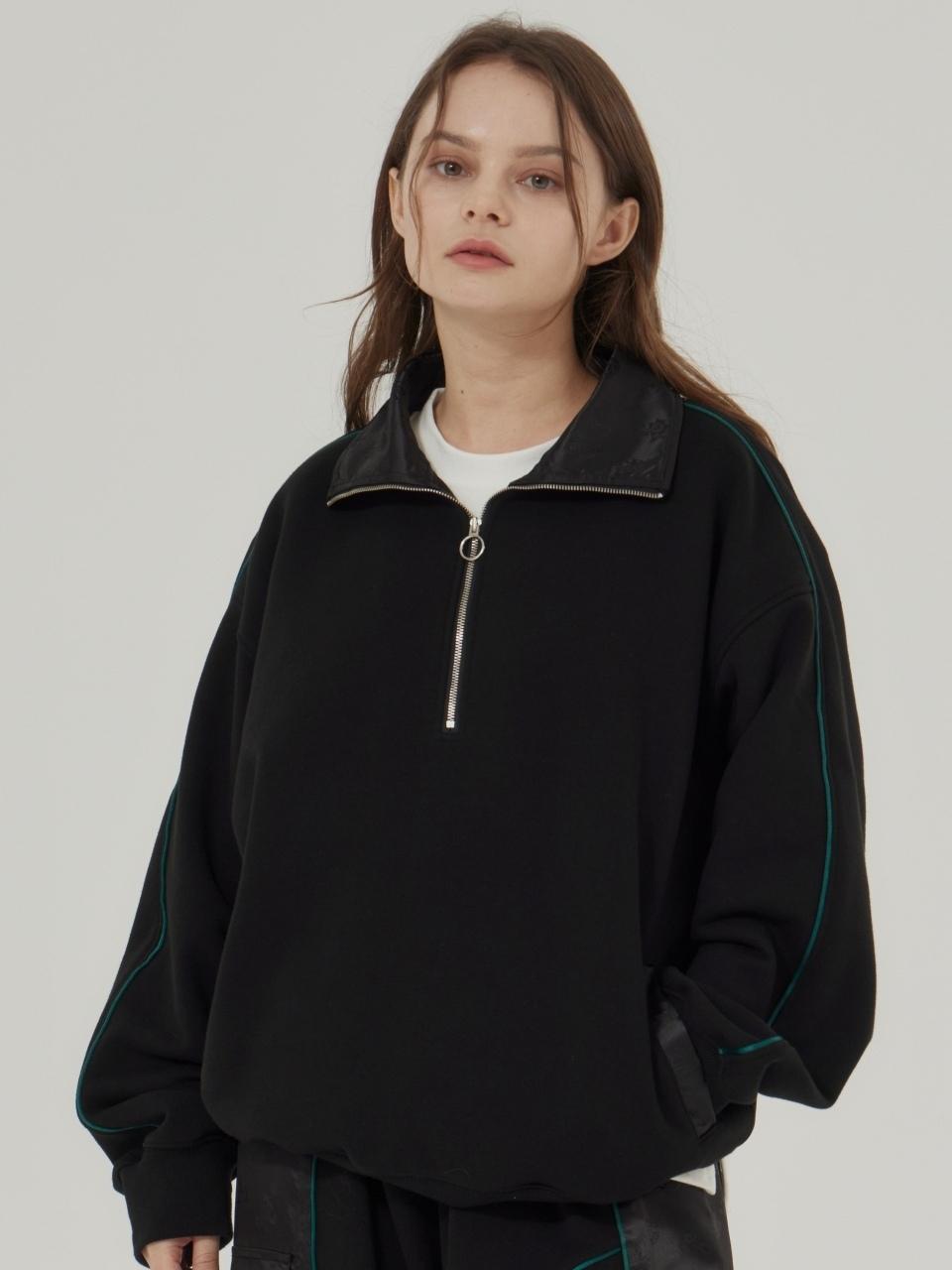 71to96 Modern Korean Seamless Sweat Zip-up Jacket [Black]