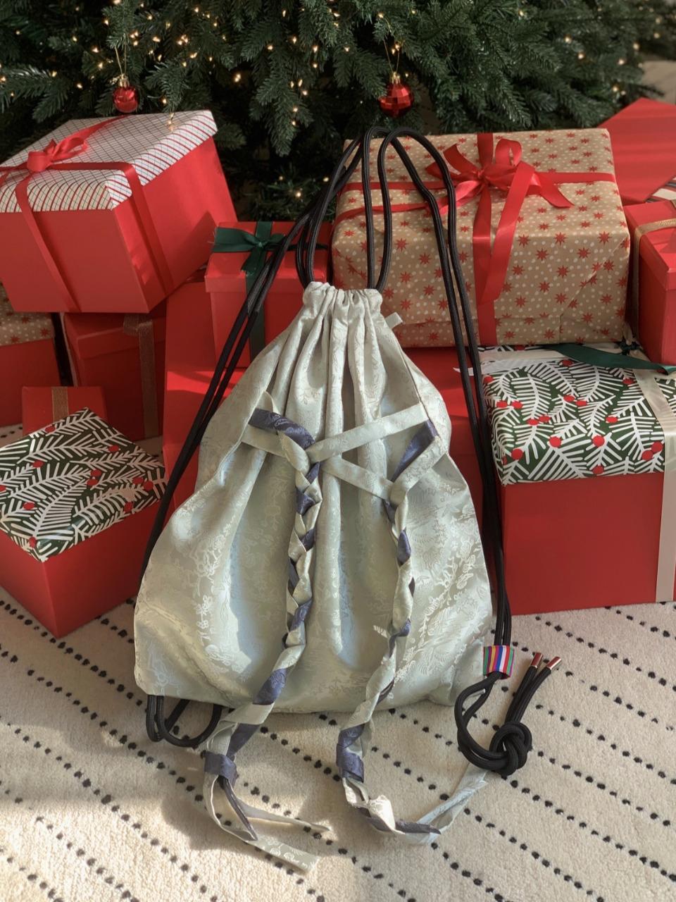 71to96 Ribbon String Backpack [GREEN]
