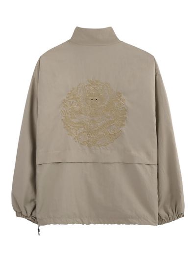 71to96 Traditional Embroidered Oversized High Neck Jumper [Beige]