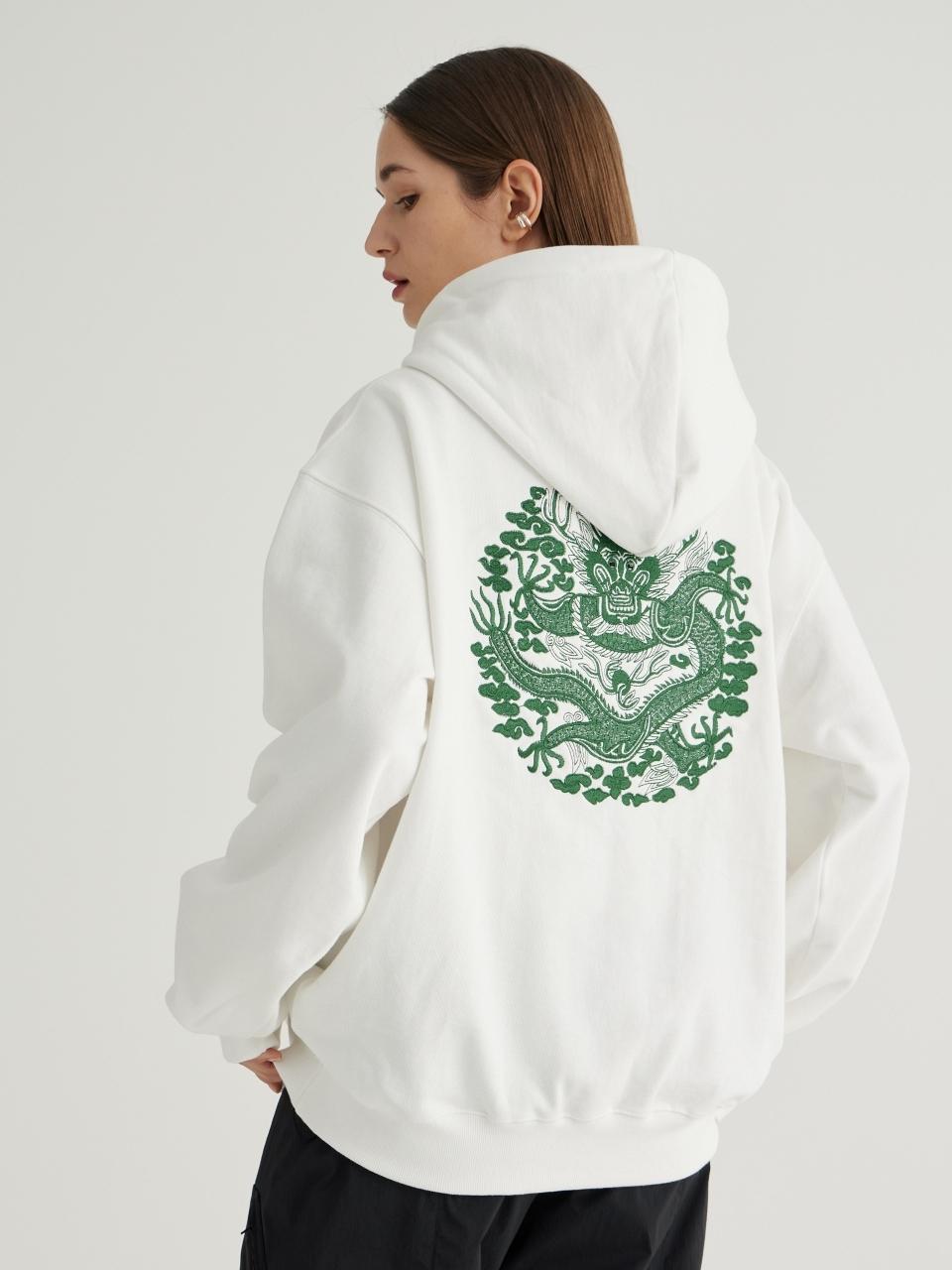 71to96 Traditional Embroidery Cotton-Blend Relaxed Hoodie