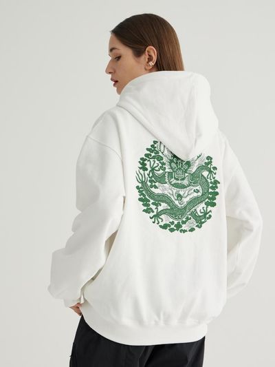 71to96 Traditional Embroidery Cotton-Blend Relaxed Hoodie