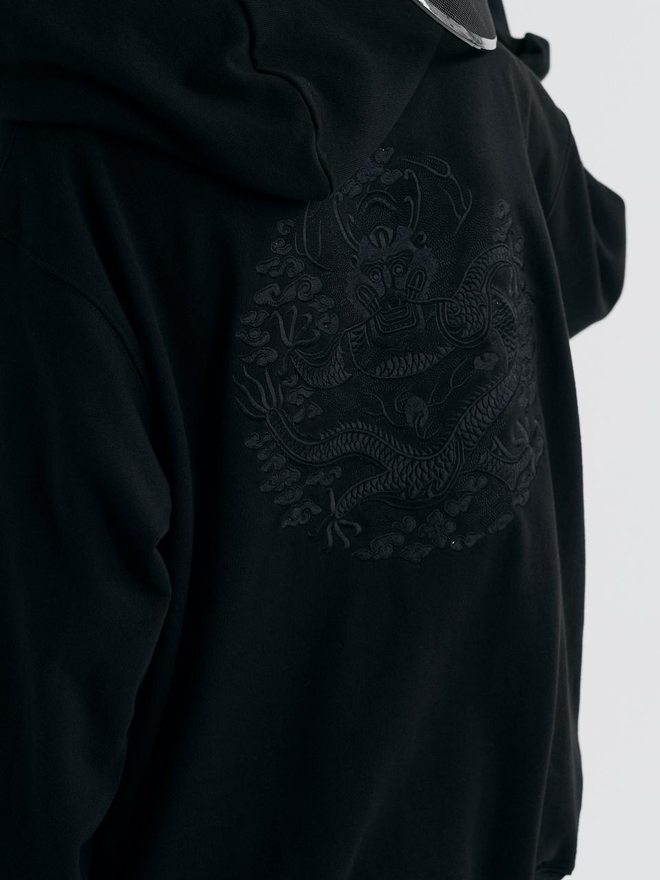 71to96 Traditional Embroidery Heavy Fleece Hoodie [Black]