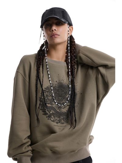 71to96 Vintage Dragon Heavy Jersey Sweatshirt [Khaki]
