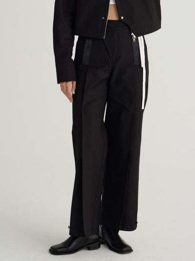 71to96 Wrap Bar-tack Wide Pants (Black)