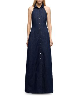 7 For All Mankind 7 For All Mankind Denim Halter Maxi Dress