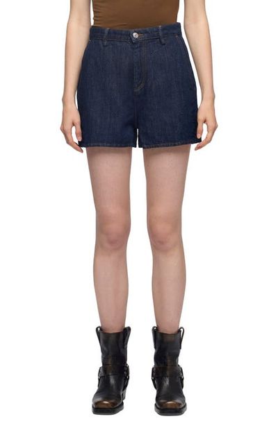 7 For All Mankind 7 For All Mankind High Waist Cotton & Linen Denim Trouser Shorts
