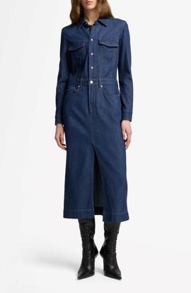 7 For All Mankind 7 For All Mankind Long Sleeve Denim Midi Dress
