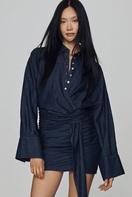 7 For All Mankind Cotton Collared Mini Dress