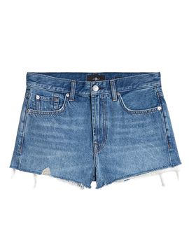 7 For All Mankind Women's June Frayed Hem Denim Shorts
