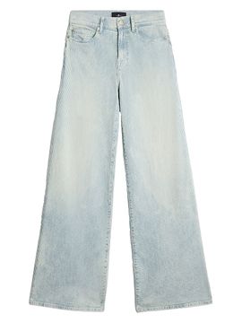 7 For All Mankind Women's Lotta Pinstripe Mid-Rise Wide-Leg Jeans