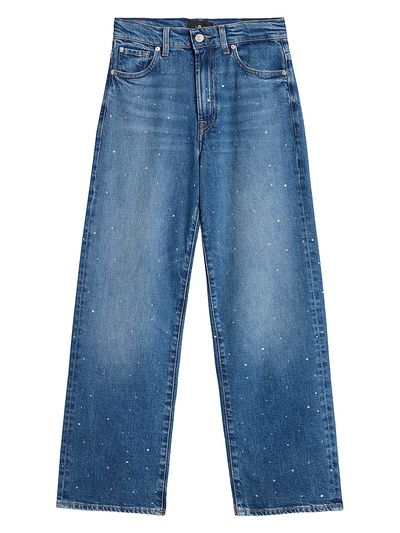 7 For All Mankind Women's Stovepipe Embellished Wide-Leg Jeans