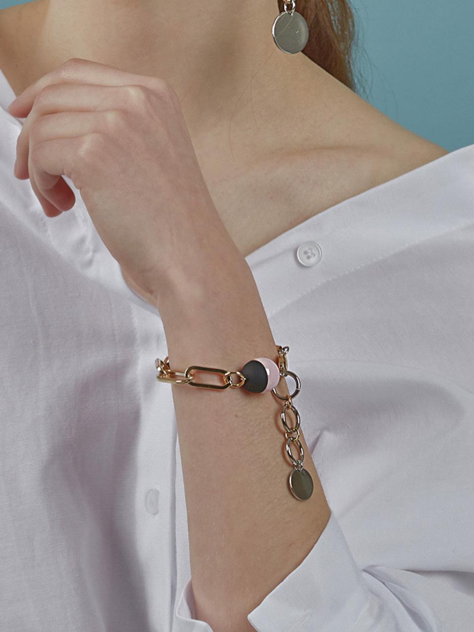 803STUDIO Paris Pink Ball Mix Chain Bracelet