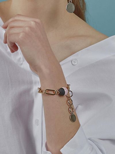 803STUDIO Paris Pink Ball Mix Chain Bracelet