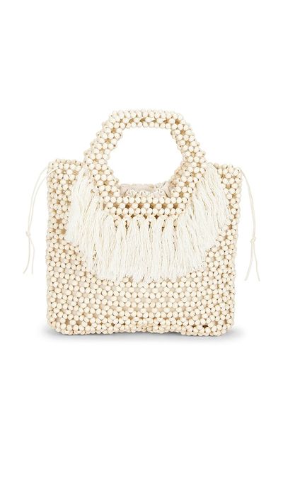 8 Other Reasons 8 Other Reasons Beaded Wooden Tote Top Handle Bag