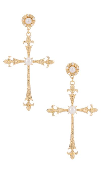 8 Other Reasons 8 Other Reasons Grace Drop Cross Earrings