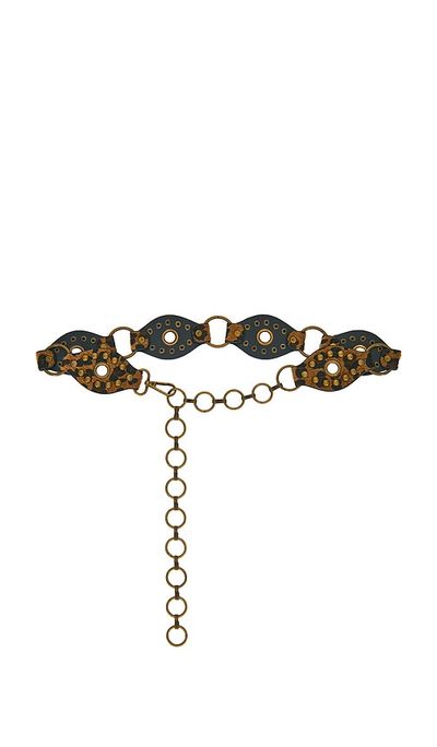 8 Other Reasons 8 Other Reasons Leopard Ponyhair Waist Belt With Brass Studs
