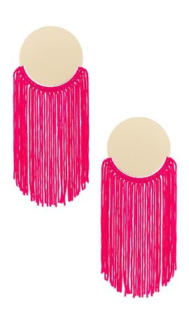 8 Other Reasons 8 Other Reasons Round Top & Flowing Fringe Tassel Statement Earrings