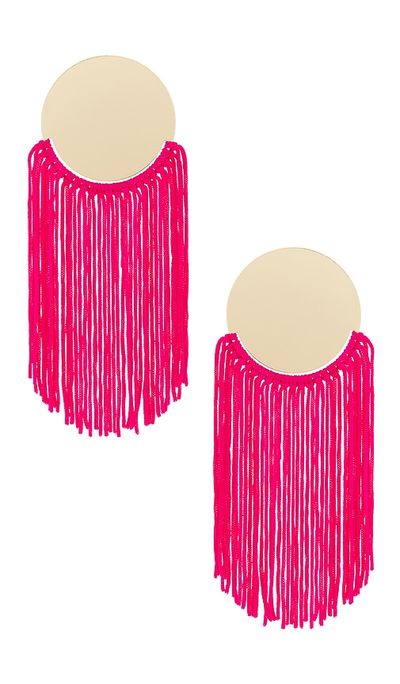 8 Other Reasons 8 Other Reasons Round Top & Flowing Fringe Tassel Statement Earrings