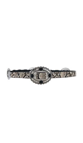 8 Other Reasons 8 Other Reasons Snakeskin Belt With Ornate Silver Conchos And Black Stone Buckle