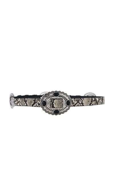 8 Other Reasons 8 Other Reasons Snakeskin Belt With Ornate Silver Conchos And Black Stone Buckle