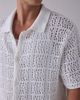 925 Originals 925 Originals Kurt Crochet Button-Down Polo Sweater in Ivory, Men's at Urban Outfitters - 4