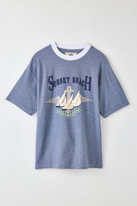 925 Originals 925 Originals Sunset Beach Graphic Tee in Navy, Men's at Urban Outfitters