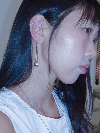A BIT MOR EGG PLANT LEAF EARRINGS